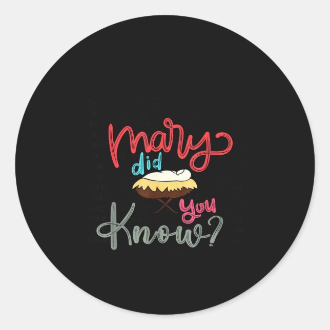 Sticker Rond Mary Did You Know Christian Bible Verse Christmas  (Devant)