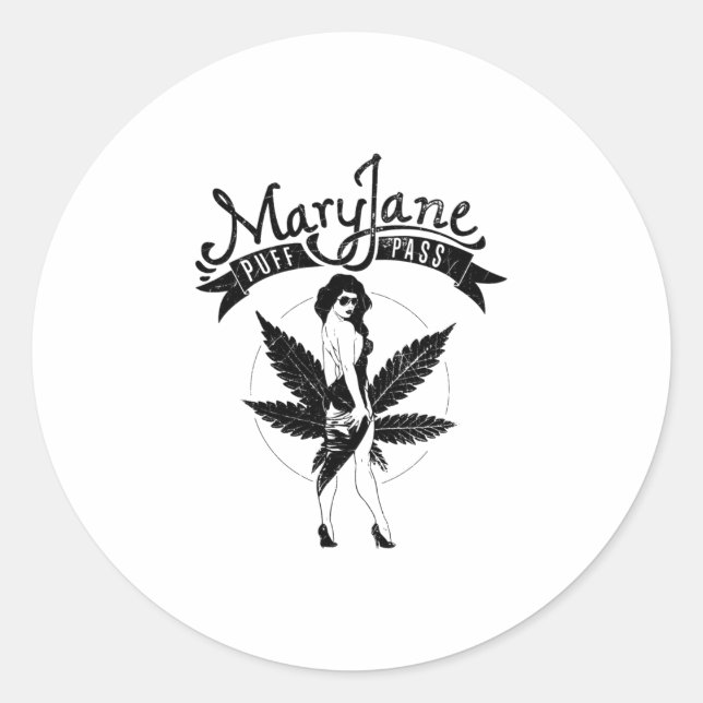 Sticker Rond Mary Jane Puff Pass Oeuvre féminine Noir (Devant)
