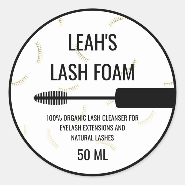 Sticker Rond Mascara Wand Faux Gold Lashes (Devant)