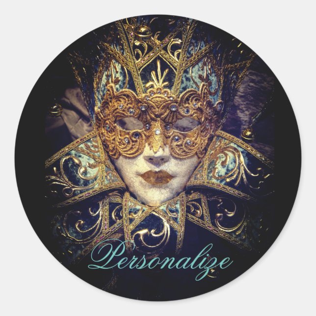 Sticker Rond Mascarade masque victorien élégant gothique (Devant)