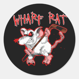 Sticker Rond Mascotte de bande dessinée de rat de quai
