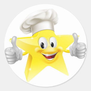 Sticker Rond Mascotte de chef d'étoile
