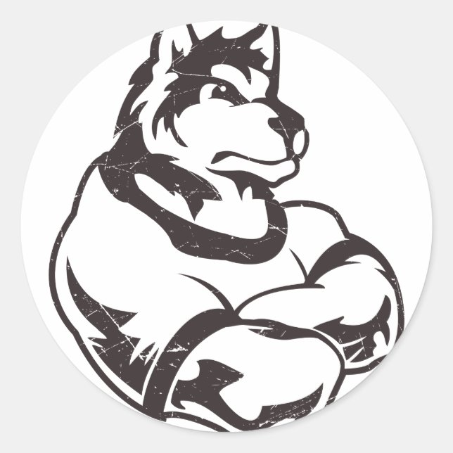 Sticker Rond Mascotte de loups ou de loups (Devant)
