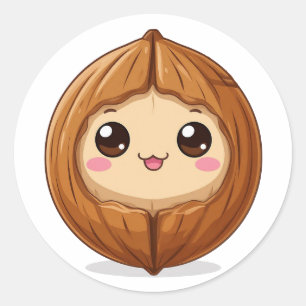 Sticker Rond Mascotte Noisette de Dessin Animé Adorable