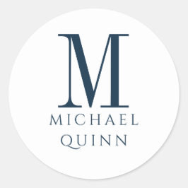 Sticker Rond Masculine ProfessionnelI Monogramme bleu
