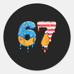 Sticker Rond Mason 67 Glace Dégoulinante Mème Six Sept Drapeau
