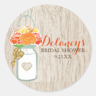 Sticker Rond Mason Jar Automne parties scintillant nuptiale aut