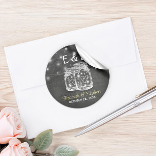 Sticker Rond Mason Jar String éclaire mariage Favor Merci