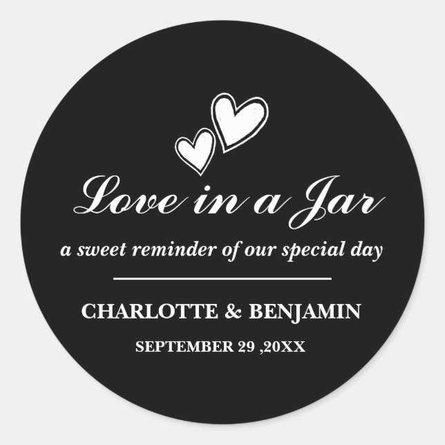 Sticker Rond Mason personnalisé unique Jar mariage Favoriser le (Devant)