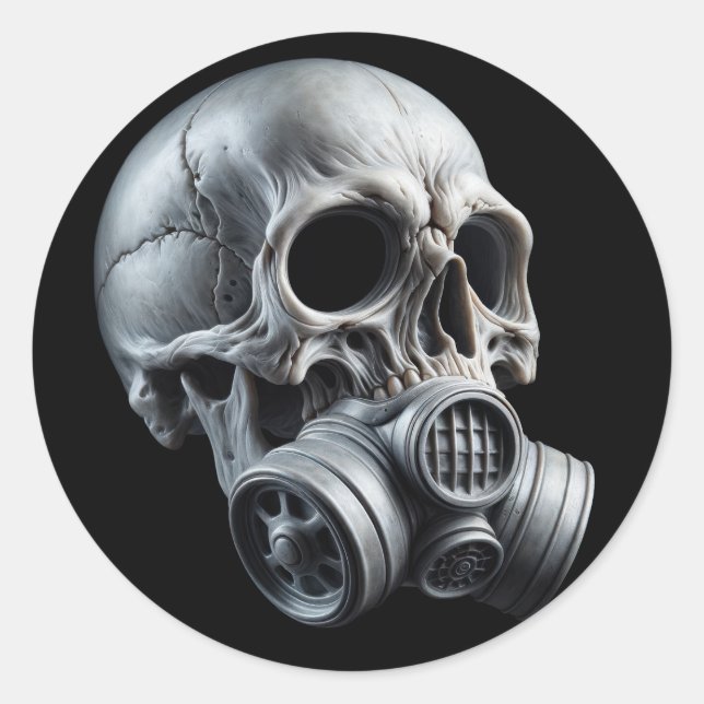 Sticker Rond Masque à gaz apocalyptique Crâne T-shirt Design (Devant)