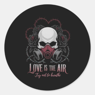 Sticker Rond Masque à gaz de crâne de la Saint-Valentin Amour R