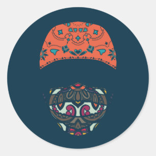 Sticker Rond masqué dans l'autocollant rond classique paisley