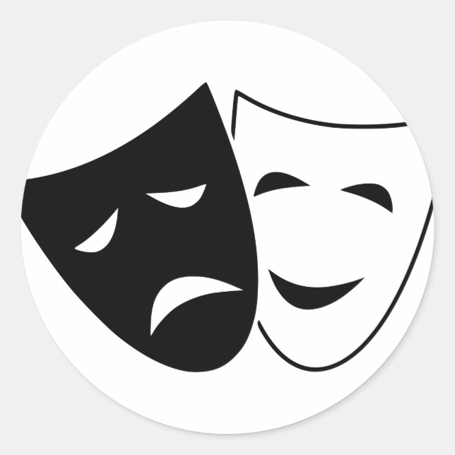 Sticker Rond Masque De Comédie Et De Tragédie (Devant)