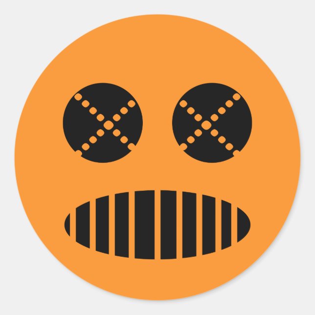 Sticker Rond Masque de gaz toxique Jack-o'-lantern orange Hallo (Devant)