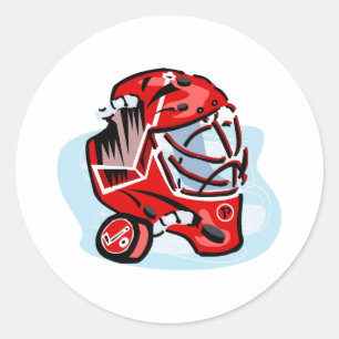 Sticker Rond Masque de goalie rouge