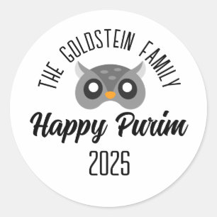 Sticker Rond Masque de hibou Purim masqué déguisement