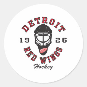 Sticker Rond Masque de hockey des Red Wings de Détroit Blanc Of