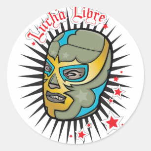 Sticker Rond Masque de lutte mexicain de Lucha Libre