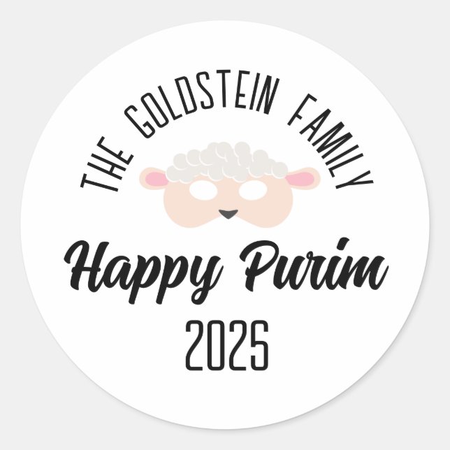 Sticker Rond Masque de mouton Purim mascarade costume (Devant)