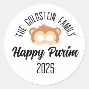Sticker Rond Masque de singe Purim mascarade costume