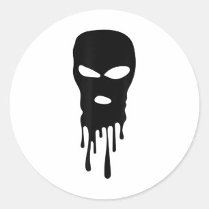 Sticker Rond Masque de ski Balaclava Bandit Masque Robber Hip h