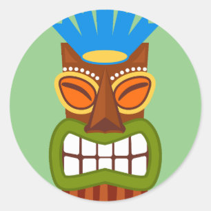 Sticker Rond Masque de statue Tiki