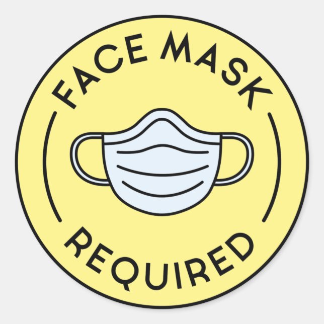 Sticker Rond Masque de visage requis (Devant)