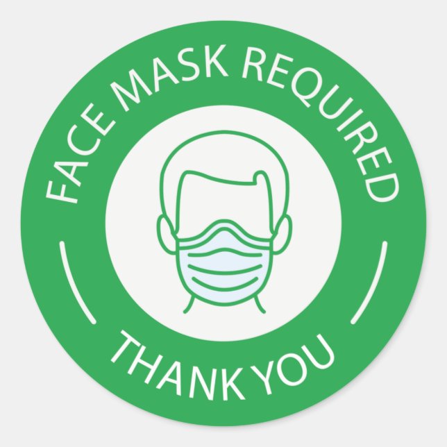 Sticker Rond Masque de visage requis (Devant)