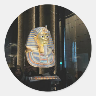 Sticker Rond Masque d'or de Toutânkhamon Pharaon de l'Égypte
