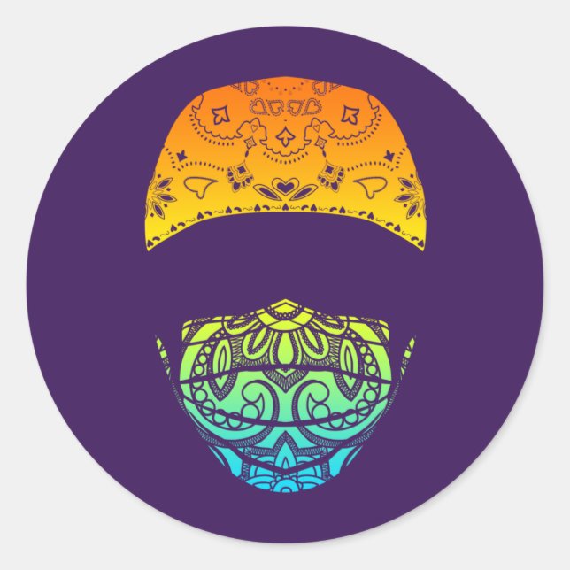 Sticker Rond masqué en paisley (Devant)