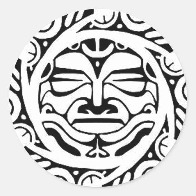 Sticker Rond Masque maori (Devant)