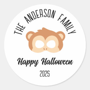 Sticker Rond Masque Mascarade Mascarade Masque Halloween Singe