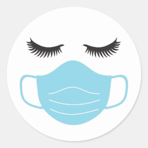 Sticker Rond Masque PPE et cils