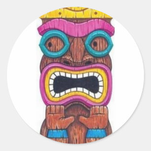 Sticker Rond masque simple de tiki
