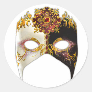 Sticker Rond Masque vénitien : Bijou rubis