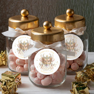 Sticker Rond Masquerade Motif Quinceanera Rose Gold ID1031