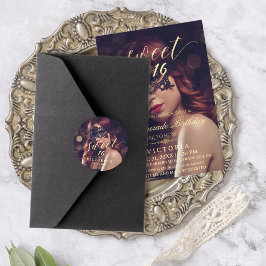 Sticker Rond Masquerade Photo Sweet 16 Anniversaire