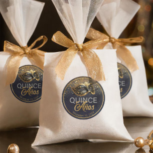 Sticker Rond Masquerade Quince Anos Black Gold ID1031