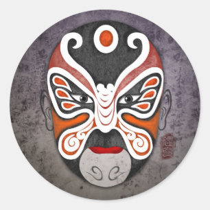 Sticker Rond Masques chinois d'opéra - Li KE