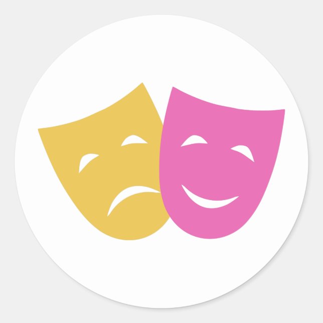 Sticker Rond Masques de comédie et de tragédie (Devant)