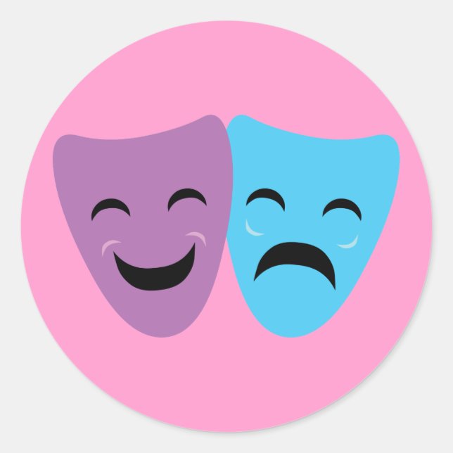 Sticker Rond Masques de drame (Devant)