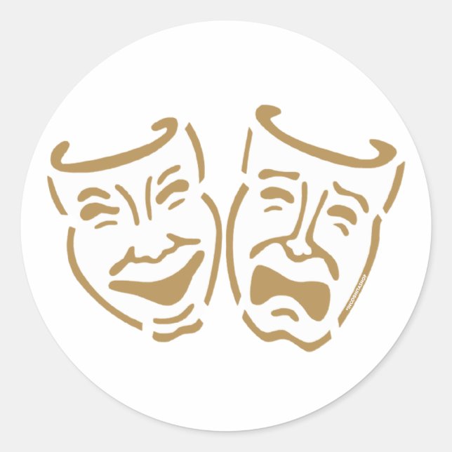 Sticker Rond Masques de drame simples (Devant)