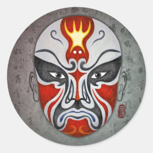 Sticker Rond Masques d'opéra chinois - Tong Huan