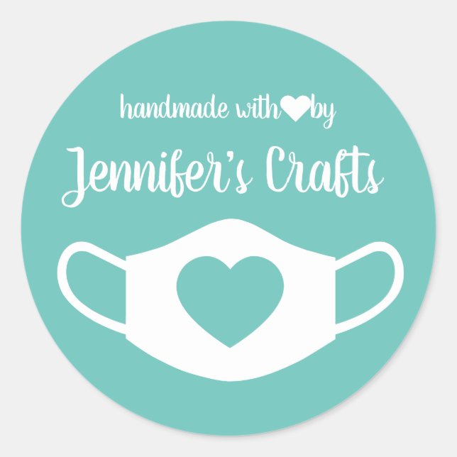 Sticker Rond Masques faciaux faits main avec amour (Devant)