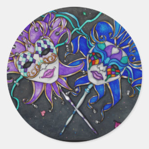 Sticker Rond Masques Jester Comédie/Tragédie