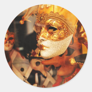 Sticker Rond masques vénitiens