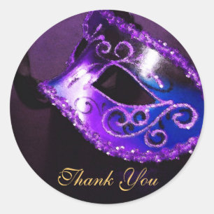 Sticker Rond Masqurade Masque Masque Merci violet