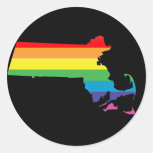 Sticker Rond massachusetts pride.
