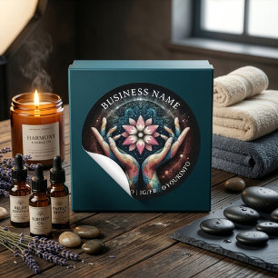 Sticker Rond Massage Thérapie Healing Mains Spa d'énergie Merci