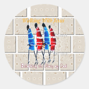 Sticker Rond Massai Morans art chrétien Imprimer